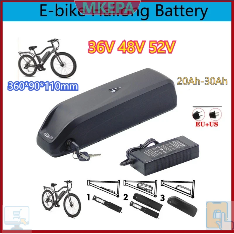 Ebike Battery 48V 20Ah Hailong - 🔋 36-48-52v para motor elétrico mountain