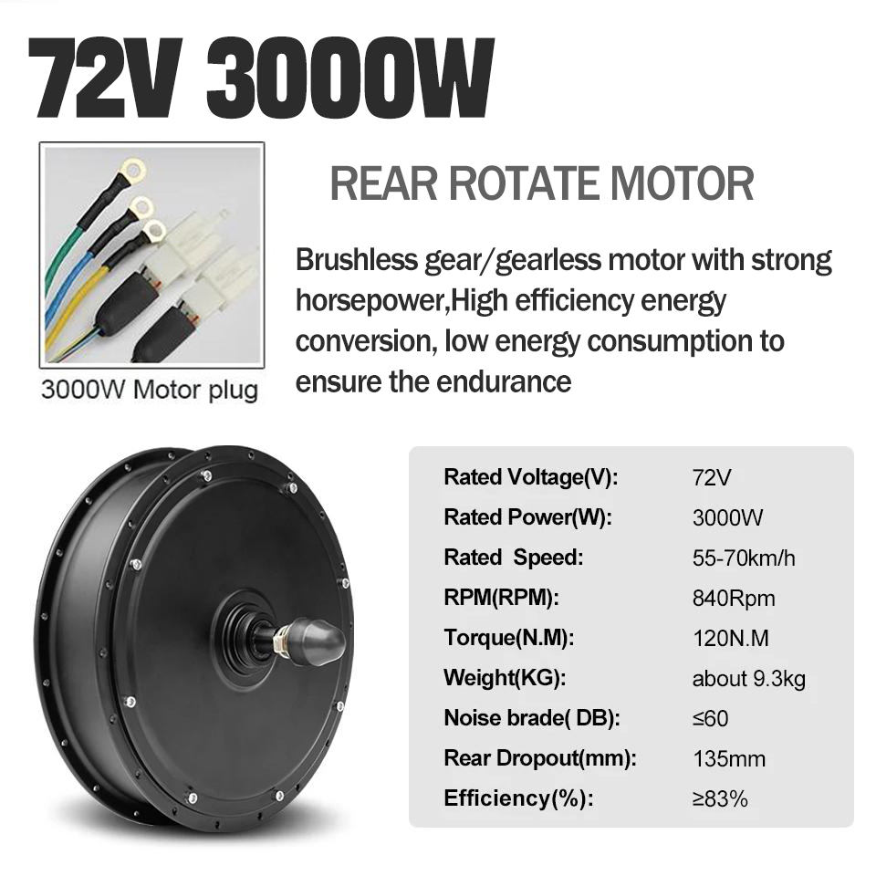 Ebike Conversion Kit 72V 3000W - Kit de Conversão para Bicicleta Elétrica