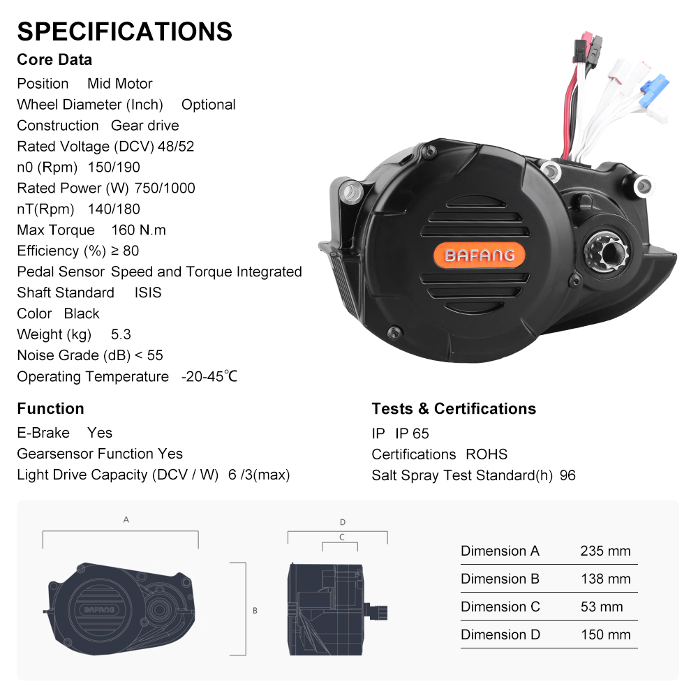 Kit de Conversão para Biciclet - Mid Drive Motor Kit 52V 1000W avaliação e preço