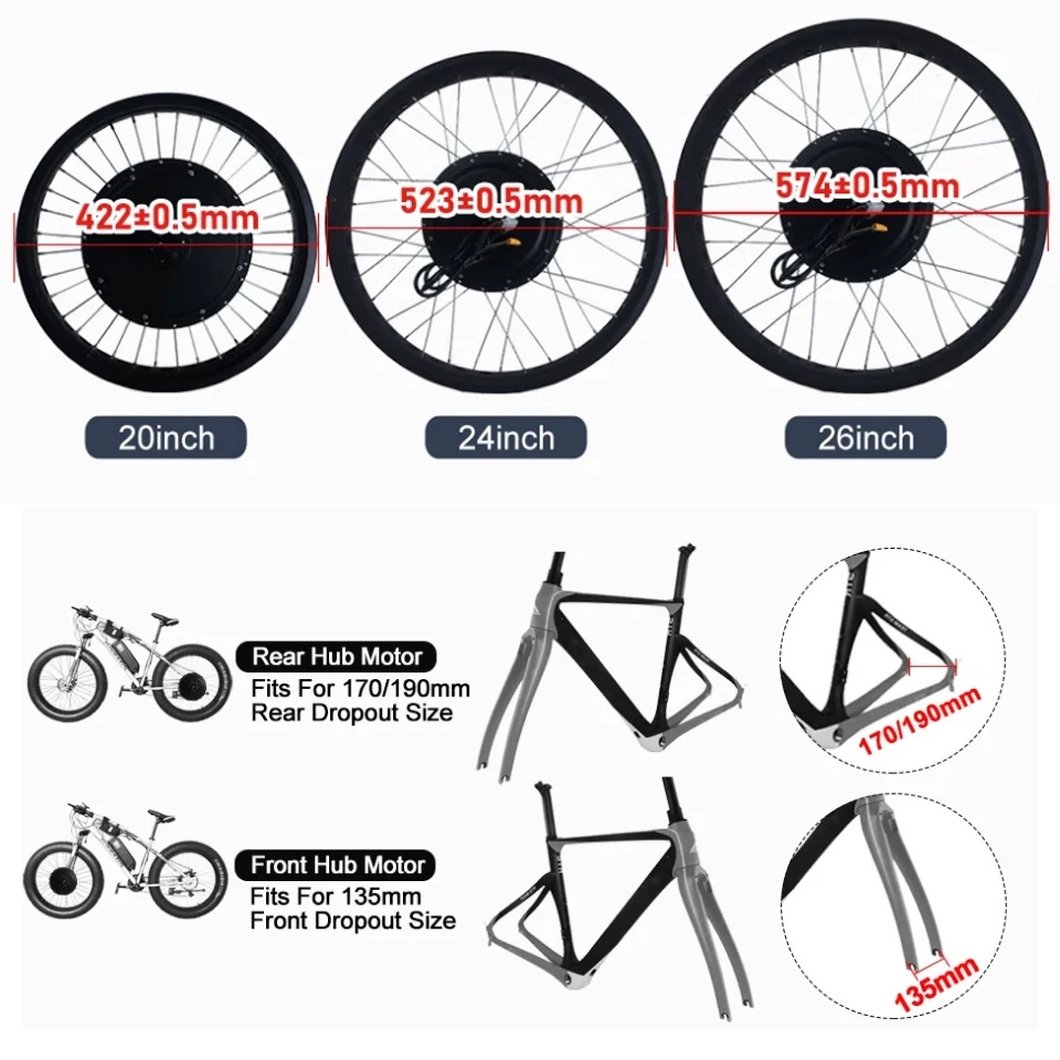 Kit de conversão para biciclet - Ebike Conversion Kit 72V 3000W avaliação e preço